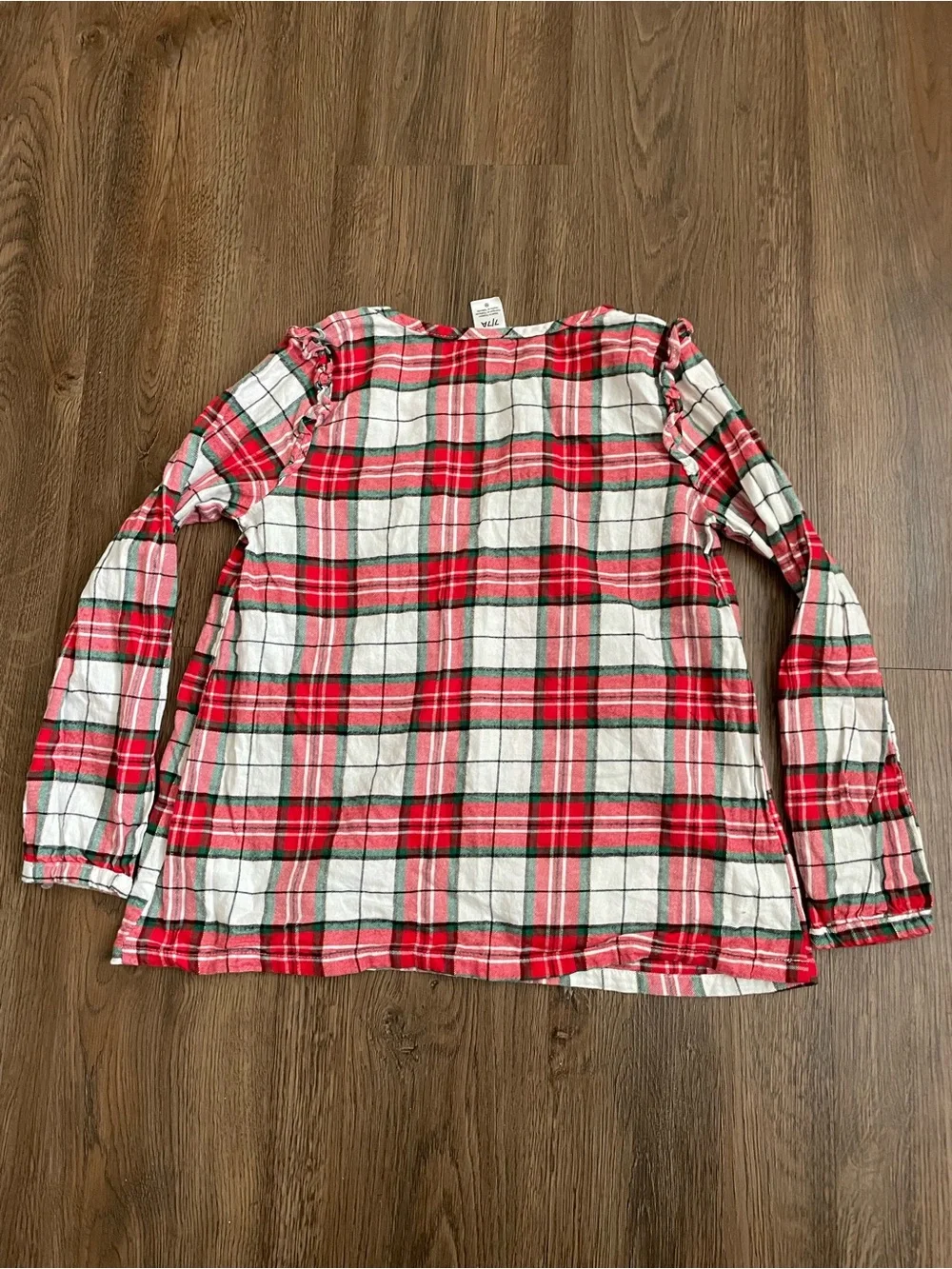 Carter's Red Green and White Plaid Ruffle Yoke Blouse Girls Size 7 Christmas